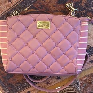 Betsey Johnson Quilted Mauve Crossbody Bag